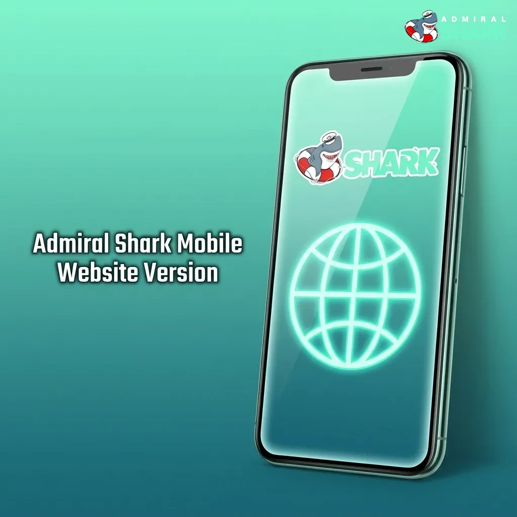 Smartphone showing Admiral Shark mobile site with betting markets, slots, and bottom menu icons in portrait view