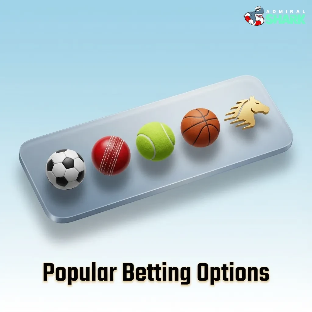 Graphic showing Admiral Shark betting options: Live betting, Multi Live multi‑event view, and Line/Prematch stats‑based wagers