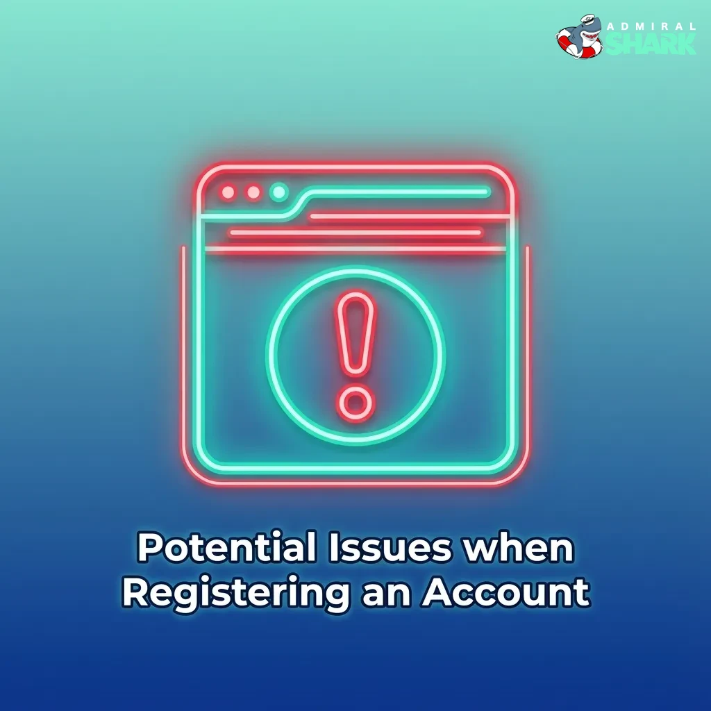 Infographic listing common registration problems with email, documents, address, form submission, and confirmation messages plus support steps