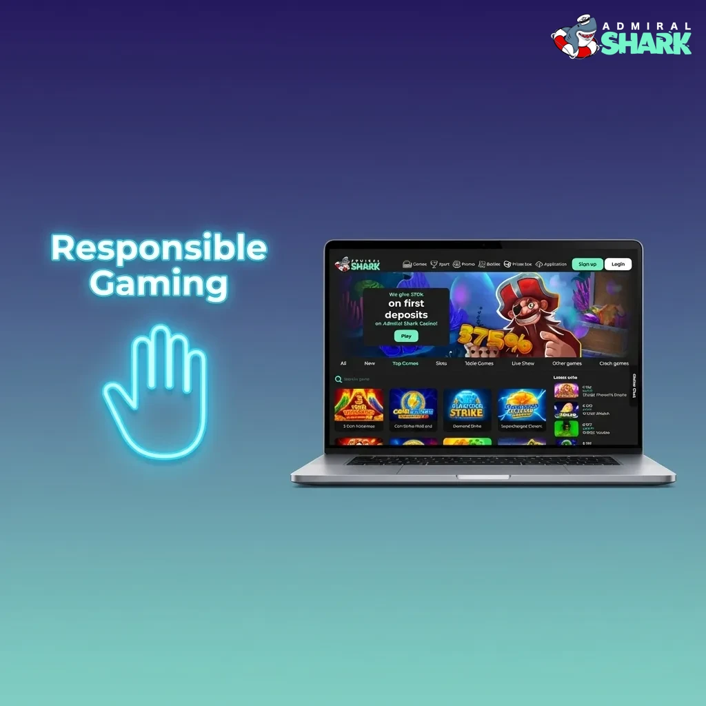 Illustration of a player setting limits and using tools for safe, controlled gambling at Admiral Shark casino