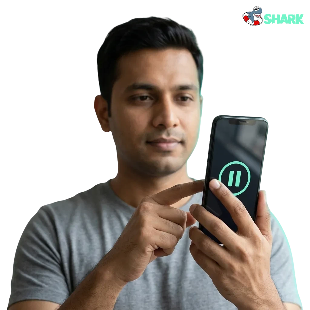 Illustration of a player using casino tools to set limits, pause play, and promote responsible, safe gambling practices