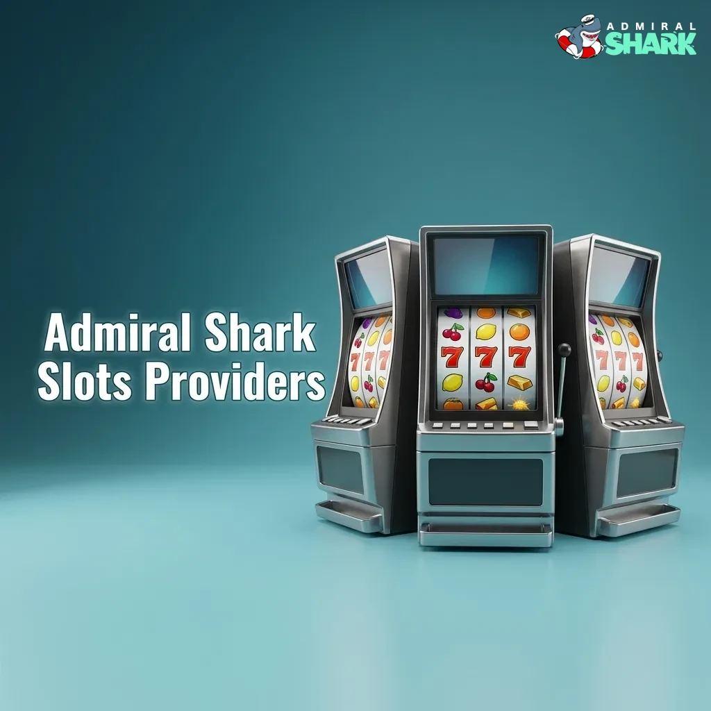 Admiral Shark Slots Providers graphic showing logos of major slot studios and text highlighting 40+ providers and thousands of games