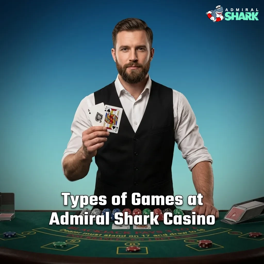 Admiral Shark Casino interface showing slots, crash, table, card, roulette and jackpot game categories for UK players