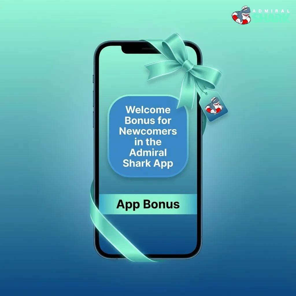 Admiral Shark app welcome bonus screen showing tiered casino and sports deposit offers for new users