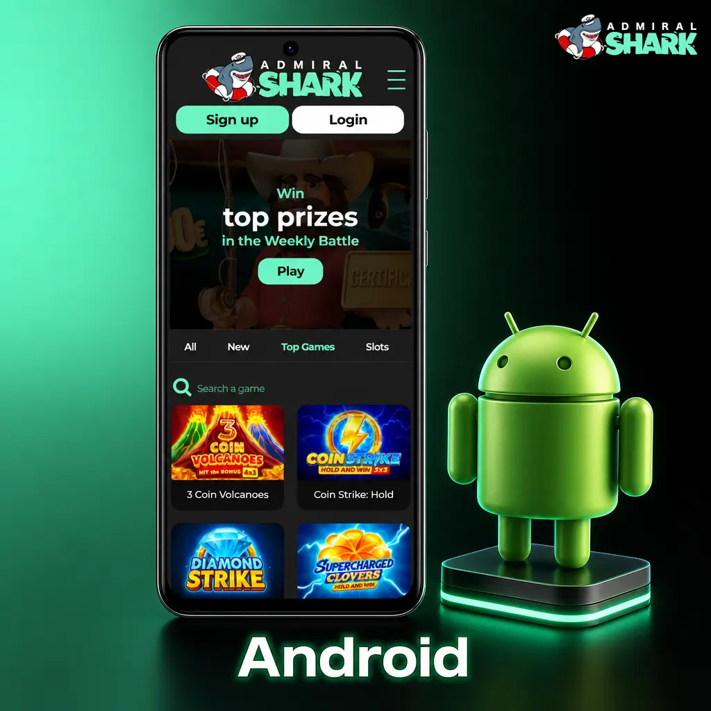 Admiral Shark Casino Android APK download guide for devices running Android 5.0 or higher, requiring 40MB storage