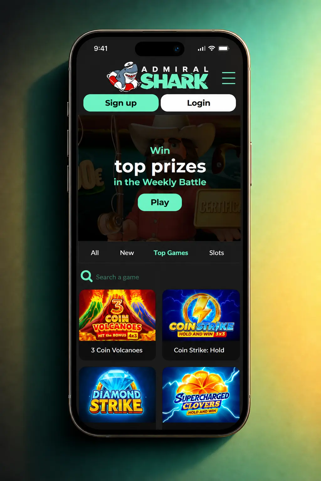 Admiral Shark Casino app withdrawal process showing cashier steps for UK players, from login to confirming a request