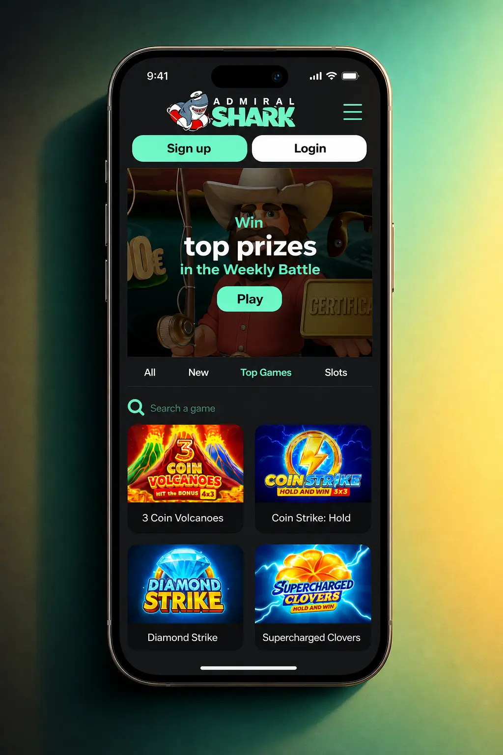 Admiral Shark Casino app withdrawal steps in the UK showing cashier, method selection, and confirmation process