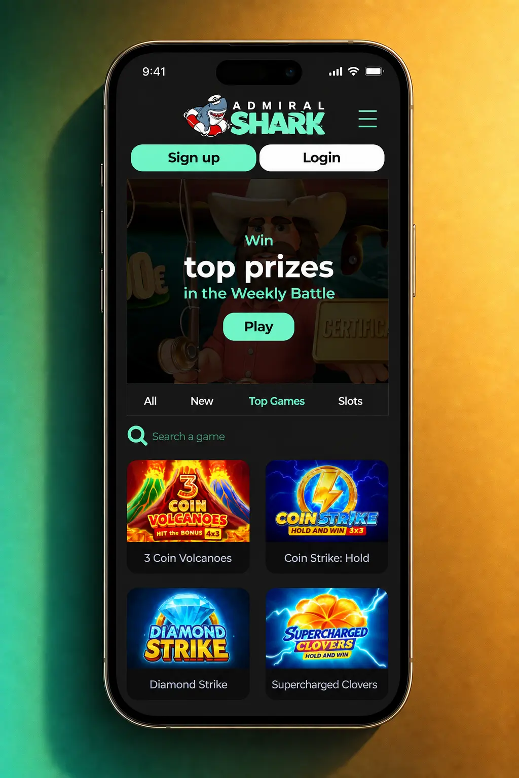 Step-by-step Admiral Shark Casino registration process showing 5 stages from sign-up to account activation for UK players