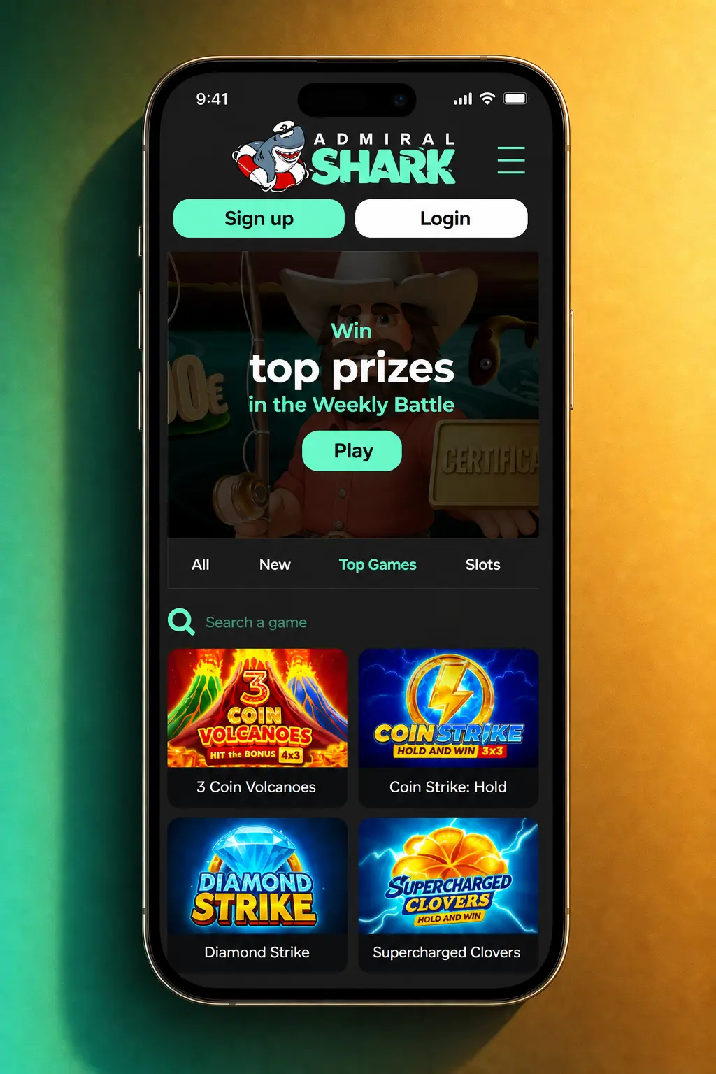 Step-by-step Admiral Shark Casino registration process showing 5 stages from sign-up to account activation for UK players