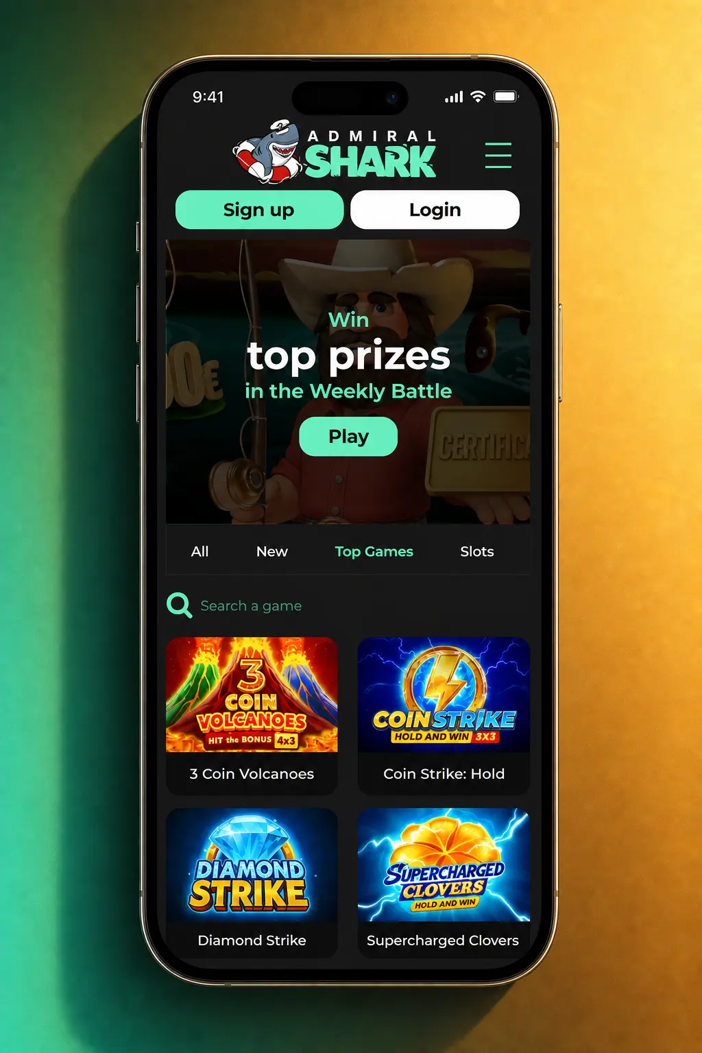 Step-by-step registration process at Admiral Shark Casino showing 5 stages from sign-up to account activation