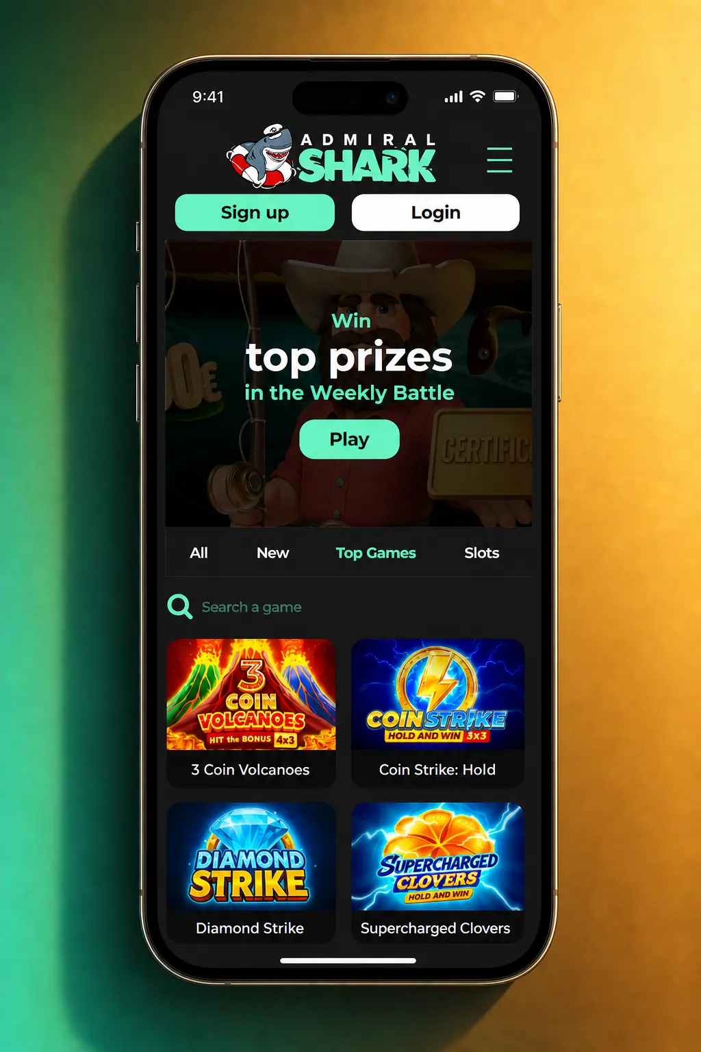Step-by-step Admiral Shark Casino registration process showing 5 stages from sign-up to account activation for UK players